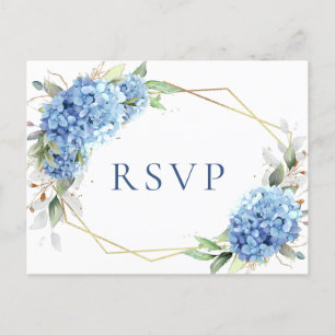 Carte Postale Elégant aquarelle bleu Hydrangea Mariage RSVP