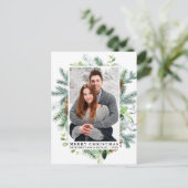 Carte Postale Elégant Aquarelle Pine Frame Couple Noël (Debout devant)