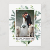 Carte Postale Elégant Aquarelle Pine Frame Mariage Noël (Devant)