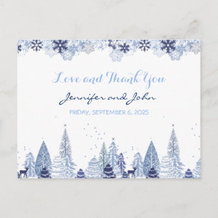 Carte Postale Elégant Aquarelle Snowflakes Mariage d'hiver