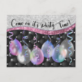 Carte Postale Élégant argent parties scintillant ballons de fête (Devant)