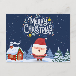 Carte Postale Elégant arrière - plan bleu marine avec Père Noël