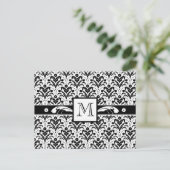 Carte Postale Elégant Art Déco Floral Damask Custom Monogramme (Debout devant)