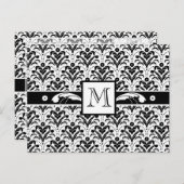 Carte Postale Elégant Art Déco Floral Damask Custom Monogramme (Devant / Derrière)