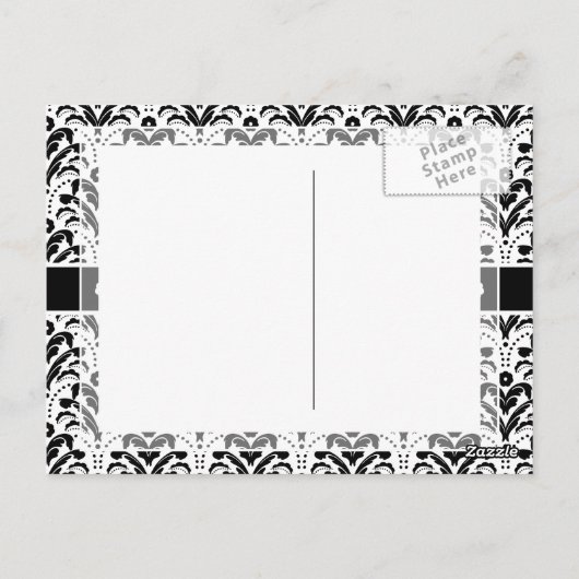 Carte Postale Elégant Art Déco Floral Damask Custom Monogramme (Dos)