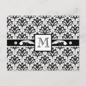 Carte Postale Elégant Art Déco Floral Damask Custom Monogramme (Devant)