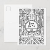 Carte Postale Elégant art déco rétro Bonne année (Devant / Derrière)