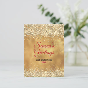 Carte Postale Elégant art du marbre d'or rouge Noël Nouvel An