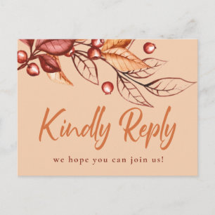 Carte Postale Élégant Automne Terre cuite ton RSVP de mariage