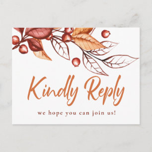 Carte Postale Elégant Automne ton Terre Terracotta Mariage RSVP