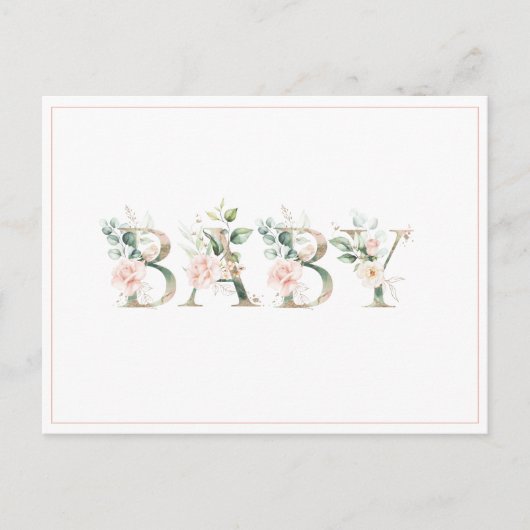 Carte Postale Elégant Baby shower d'aquarelle rose (Devant)