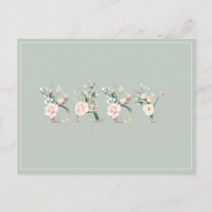 Carte Postale Elégant Baby shower de couleur Aquarelle rose