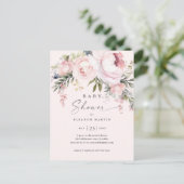 Carte Postale Elégant Baby shower de jardin de fleurs roses vert (Debout devant)