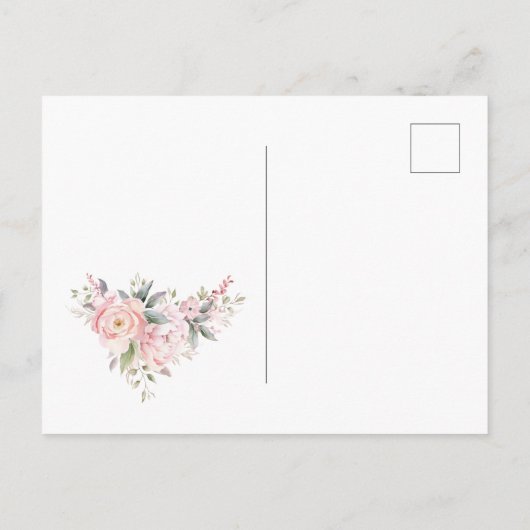 Carte Postale Elégant Baby shower de jardin de fleurs roses vert (Dos)