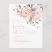 Carte Postale Elégant Baby shower de jardin de fleurs roses vert (Devant)