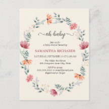 Elégant baby shower fleur sauvage aquarelle