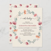 Carte Postale Elégant baby shower fleur sauvage aquarelle (Devant / Derrière)