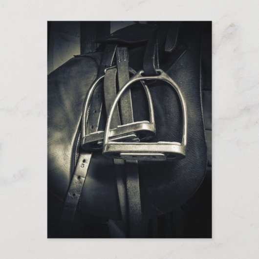 Carte Postale Élégant bâton d'argent sur selle d'équitation angl (Devant)