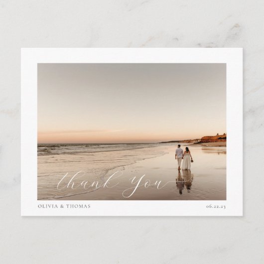 Carte Postale Elegant Beach Destination Mariage Merci photo (Devant)