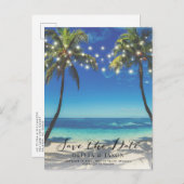Carte Postale Elégant Beach String Lumières Mariage Enregistrer  (Devant / Derrière)