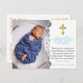 Carte Postale Élégant bébé garçon Baptême Merci (Devant / Derrière)