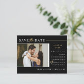 Carte Postale Elégant Black Gold Enregistrer la date Calendrier (Debout devant)