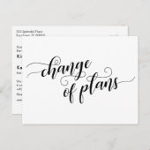 Carte Postale Élégant blanc Changement de plans reporté Mariage (Devant / Derrière)