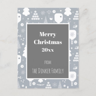 Carte Postale Elégant blanc & gris Joyeux Noël