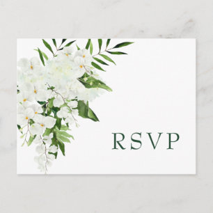 Carte Postale Elégant Blanc Orchidées Bohème Chic Wedding RSVP