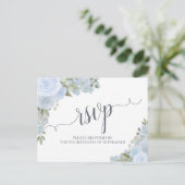 Carte Postale Elégant bleu azur aquarelle mariage floral RSVP (Debout devant)