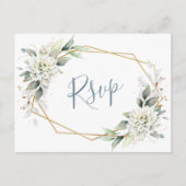 Carte Postale Elégant bleu bleu bleu floral vert Aquarelle RSVP (Devant)