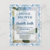 Carte Postale Elégant bleu Fleur chinoiserie douche de mariage (Devant)