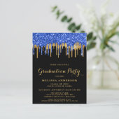 Carte Postale Elégant Bleu Gold Black Parties scintillant Drives (Debout devant)