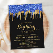 Carte Postale Elégant Bleu Gold Black Parties scintillant Drives