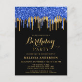 Carte Postale Elégant Bleu Gold Black Parties scintillant Drives (Devant)