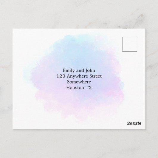 Carte Postale Elégant bleu/Lilac Aquarelle/Mariage de script RSV (Dos)