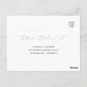 Carte Postale Elégant bleu marine moderne mariage minimal RSVP (Dos)