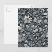 Carte Postale Elégant bleu poussiéreux argent blanc gris gris fl (Devant / Derrière)