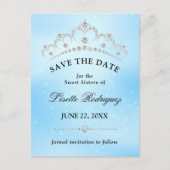 Carte Postale Élégant Bleu Sweet Sixteen Save The Date (Devant)