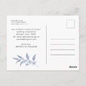 Carte Postale Elégant Bleu Toile Française Mariage Enregistrer l (Dos)