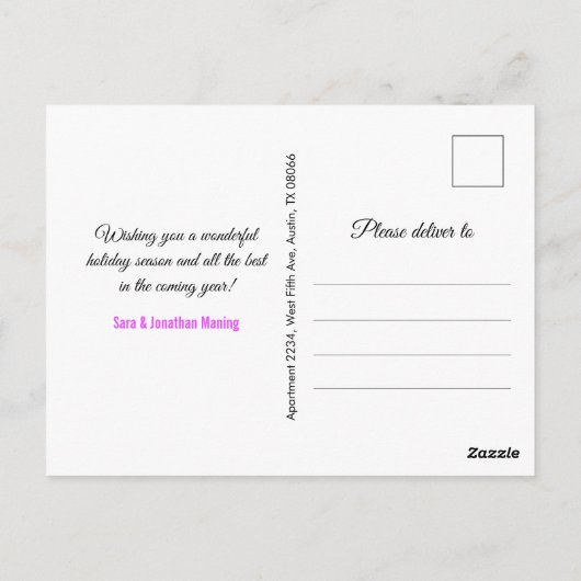 Carte Postale Elégant bleu violet marbre art Noël Nouvel An (Dos)