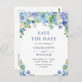 Carte Postale Elégant Blue Hydrangea Mariage Enregistrer La Date (Devant / Derrière)