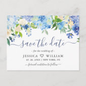 Carte Postale Elégant Blue Hydrangea Mariage Enregistrer La Date (Devant)