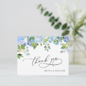 Carte Postale Elégant Blue Hydrangea Merci Mariage verdoyant (Debout devant)