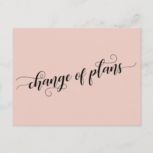 Carte Postale Élégant Blush Changement de plans Reporté Mariage (Devant)