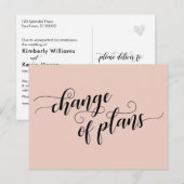 Carte Postale Élégant Blush Changement de plans Reporté Mariage (Devant / Derrière)