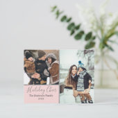 Carte Postale Elégant Blush Holiday Cheer Photo Collage argent (Debout devant)