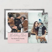 Carte Postale Elégant Blush Holiday Cheer Photo Collage argent (Devant / Derrière)