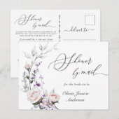 Carte Postale Élégant Blush Roses Fête des mariées par courrier (Devant / Derrière)