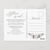 Carte Postale Élégant Blush Roses Fête des mariées par courrier (Dos)